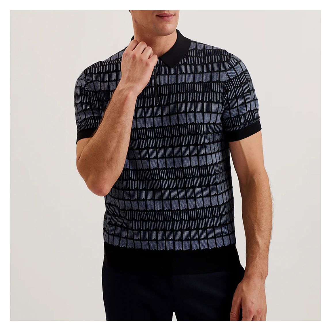Black Levers Regular Jacquard Zip Polo main product photo
