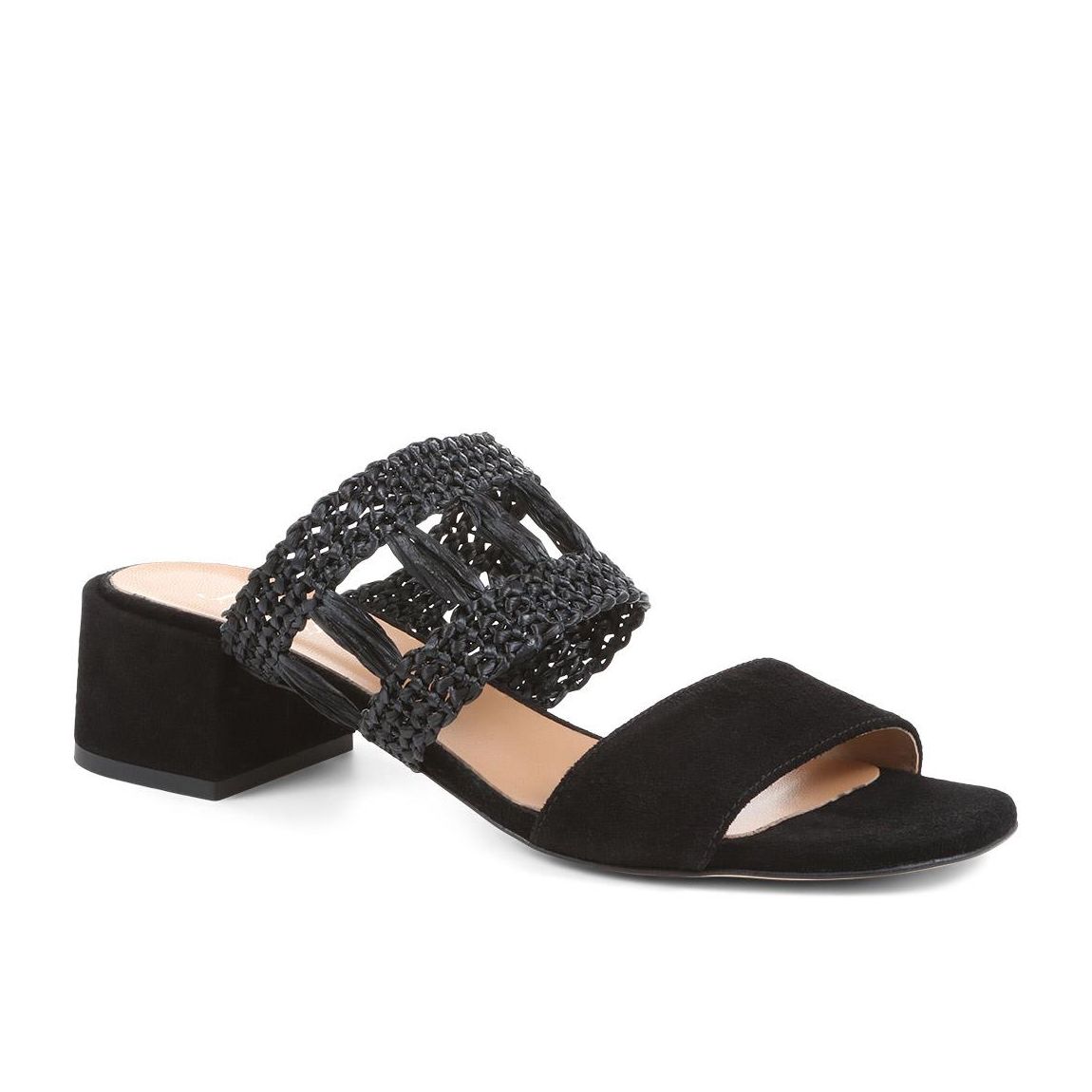Women's Black Kimora Raffia Heeled Mules main product photo