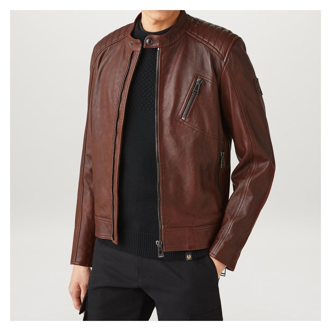 Deep Copper V Racer Leather Jacket main product photo