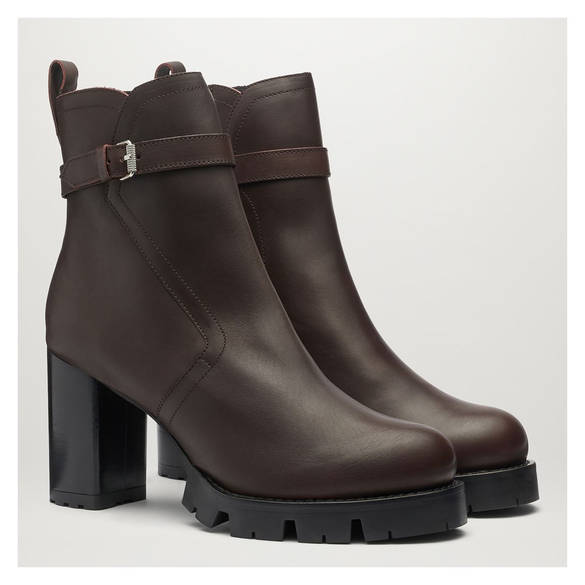 Brown Rebel Heeled Leather Boots main product photo