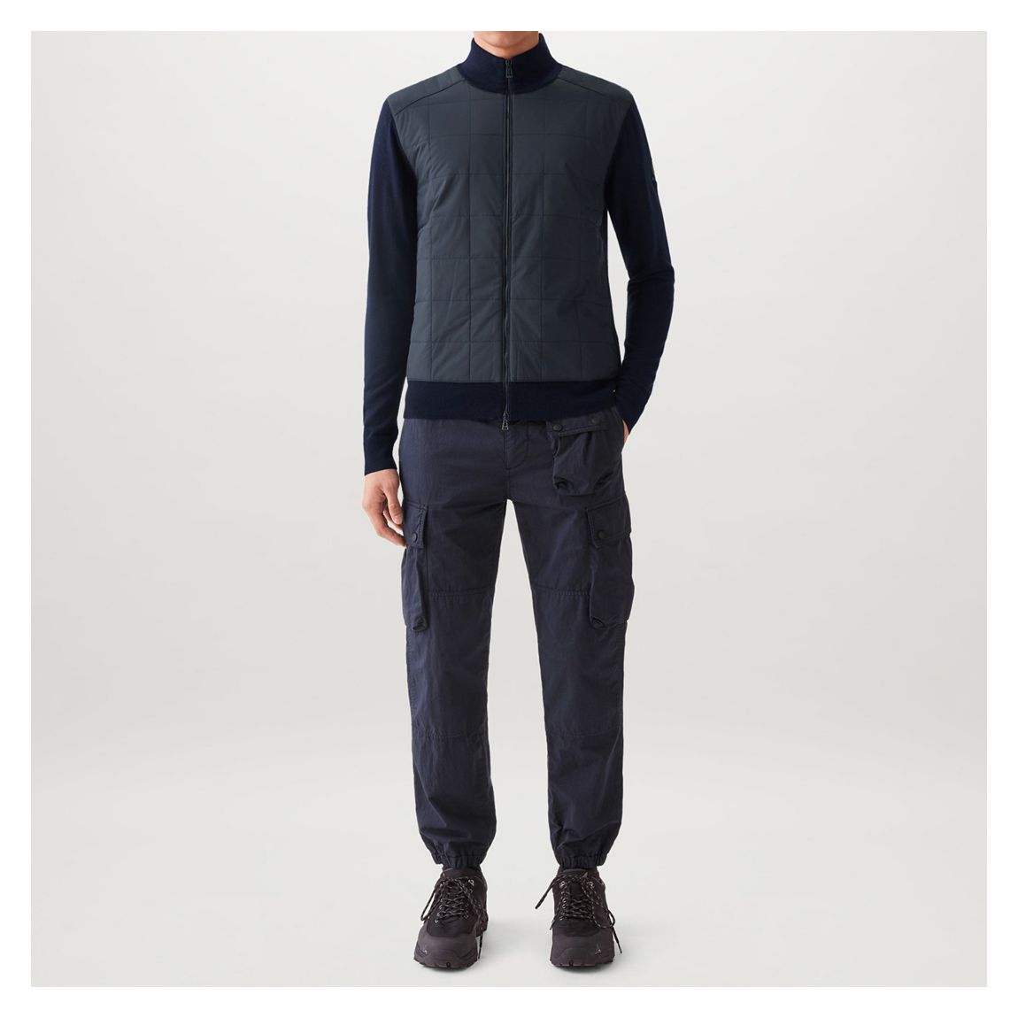 Navy Kelbrook Zip Quilted Cardigan main product photo
