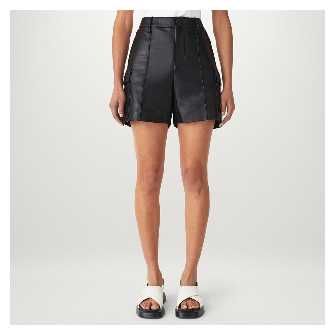 Black Cove leather Utility Shorts main product photo