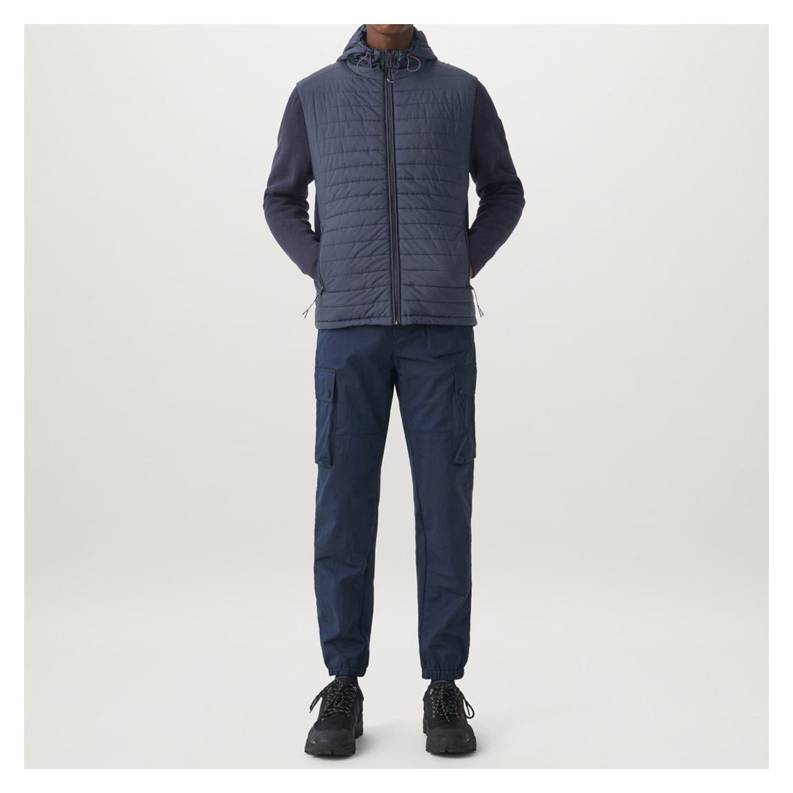 Navy Vert Full Zip Cotton Cardigan main product photo