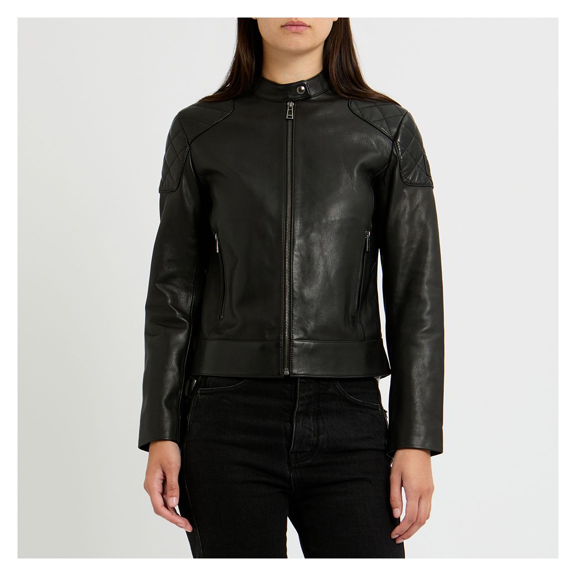 Black Belhaven Leather Jacket main product photo