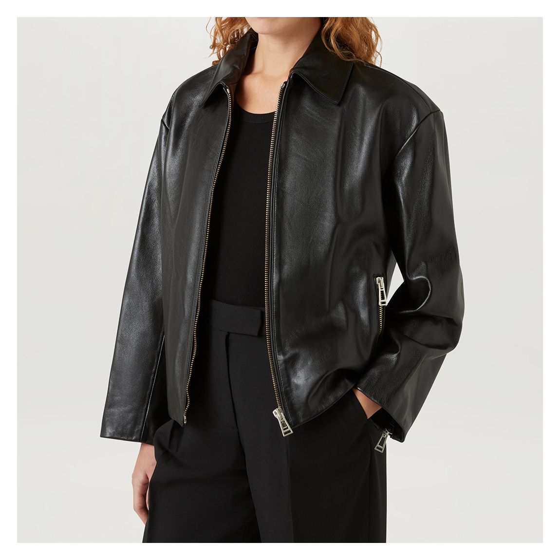 Black Copper Leather Jacket main product photo