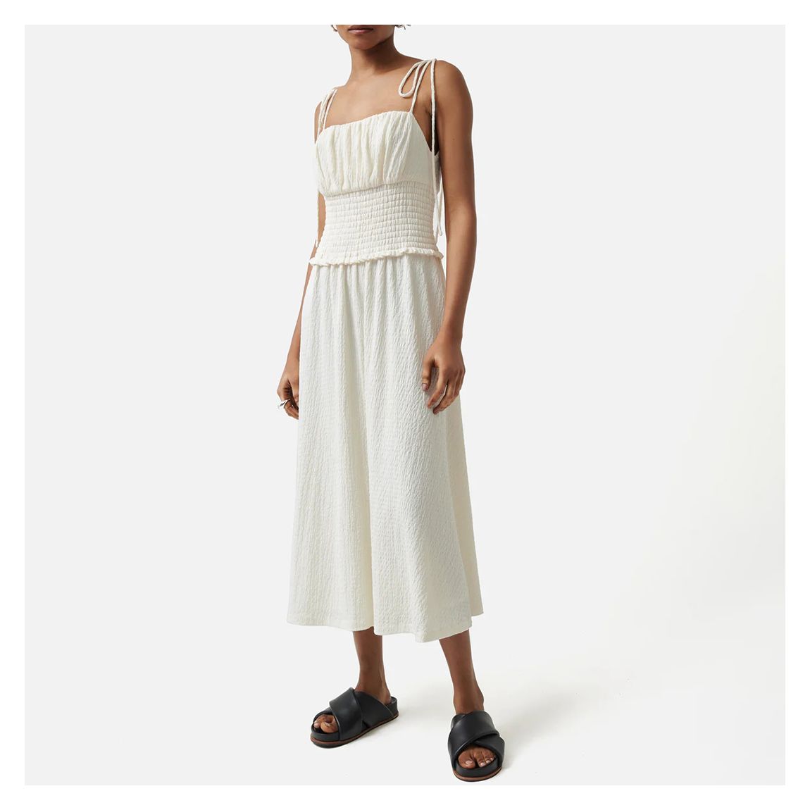 Cream Crinkle Jersey Strap Dress main product photo