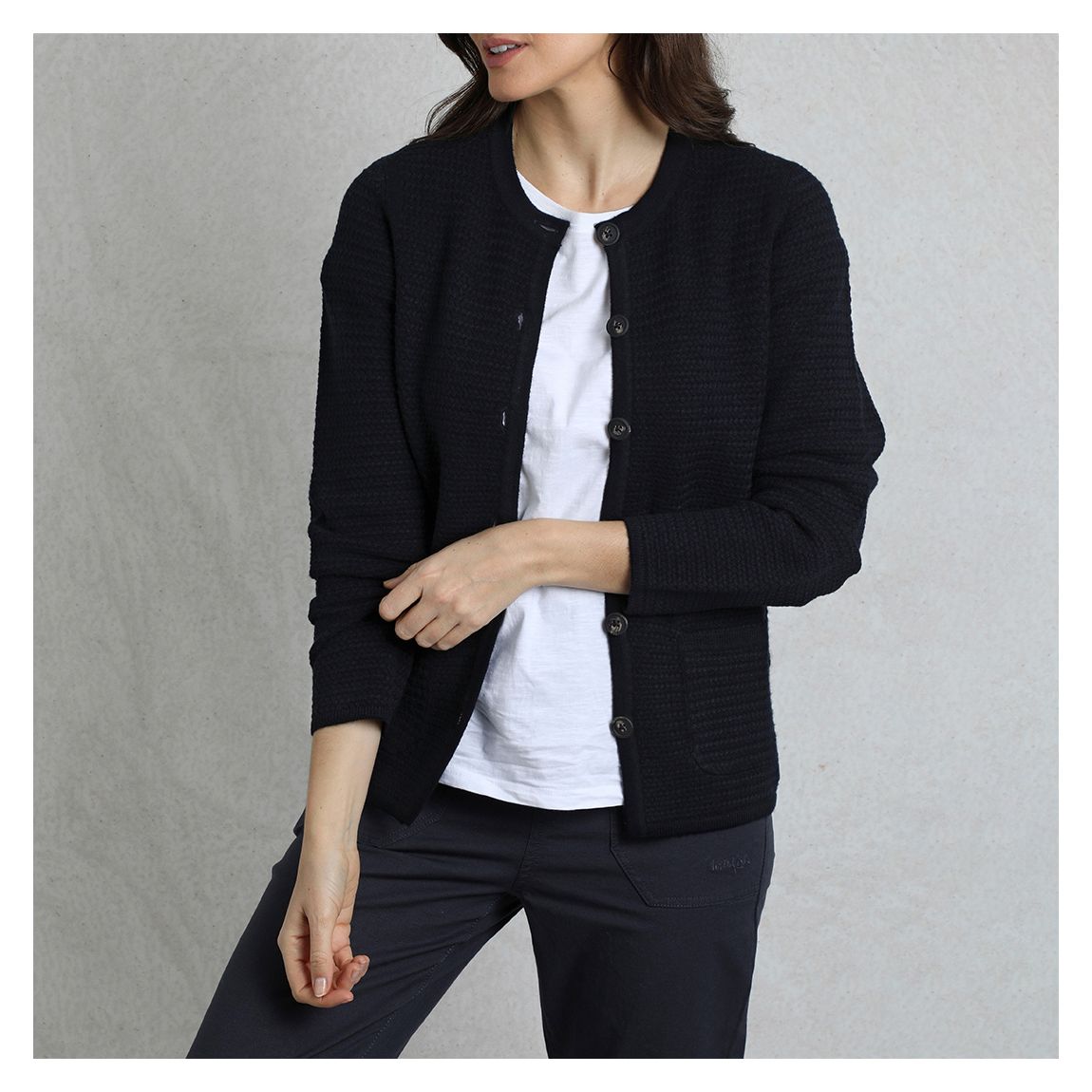 Navy Hayley Knitted Cardigan main product photo