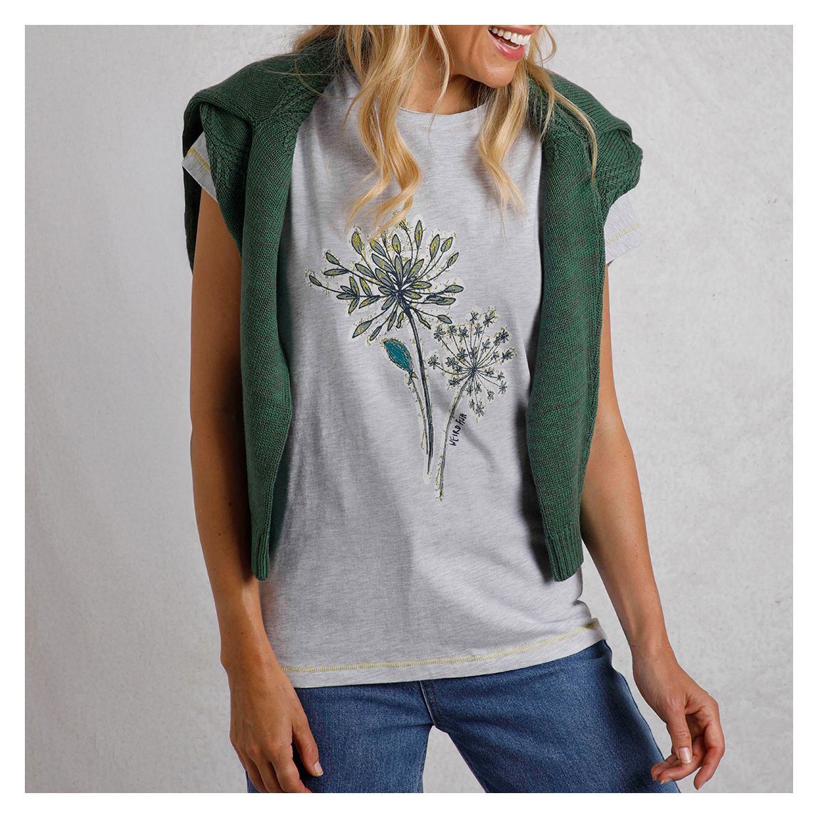 Grey Marl Floral Graphic Tee main product photo