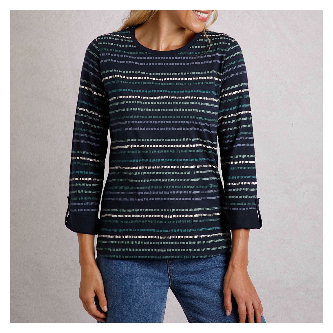 Navy Charlotte Organic Printed Jersey Tunic main product photo
