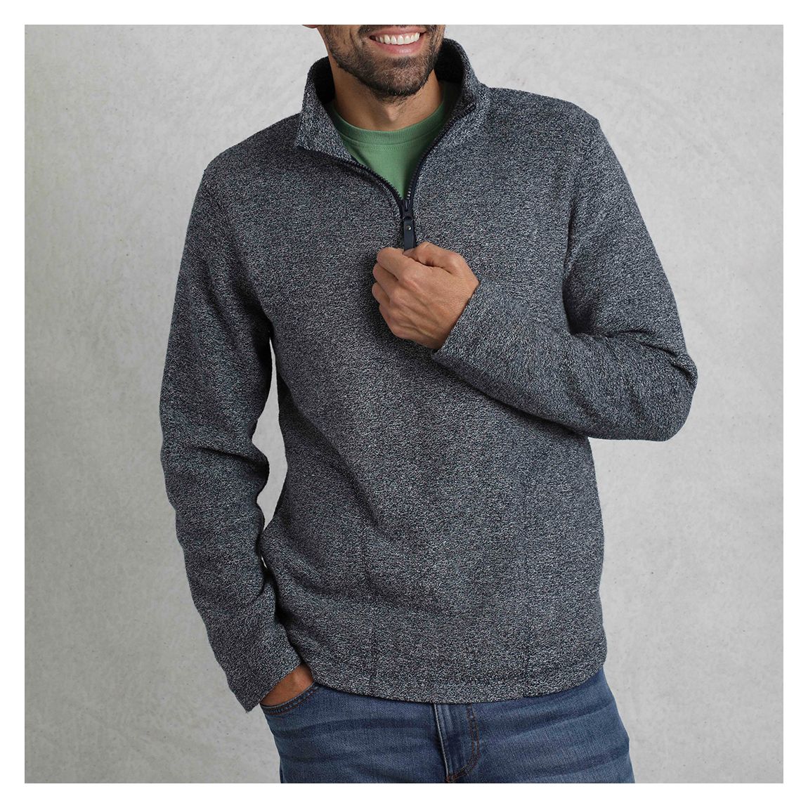 Navy Laramie Eco 1/4 Zip Snow Marl Fleece main product photo
