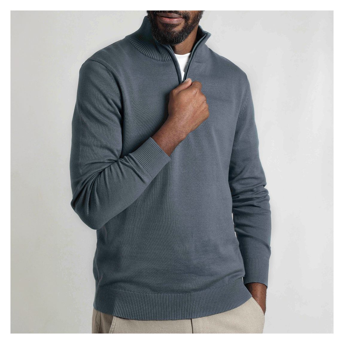 Slate Baxter Fine Knit 1/4 Zip Jumper main product photo