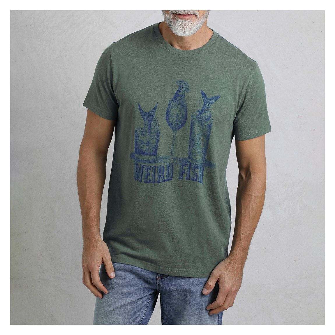 Khaki Happy Hour Front Print Graphic T-Shirt main product photo