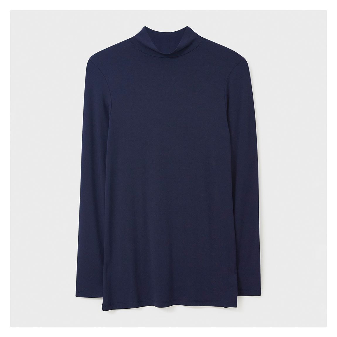 Navy Second Skin Roll Neck Cotton Top main product photo