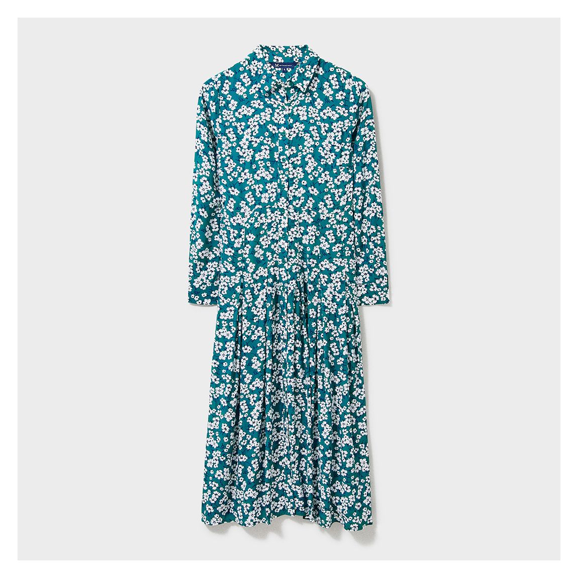Turquoise Printed Pleated Shirt Dress main product photo
