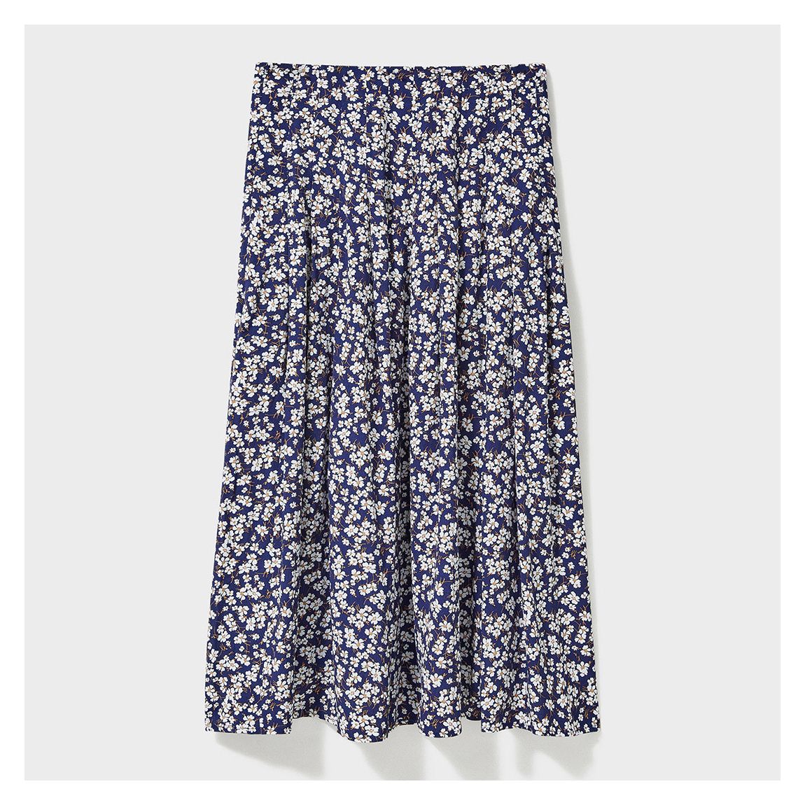 Navy Printed Pleated Midi Skirt main product photo