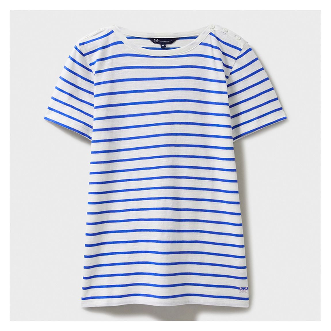 White/Blue Cassie Short Sleeve Breton Top main product photo