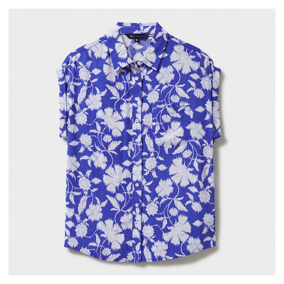 Electric Blue Printed Drop Shoulder Shirt main product photo