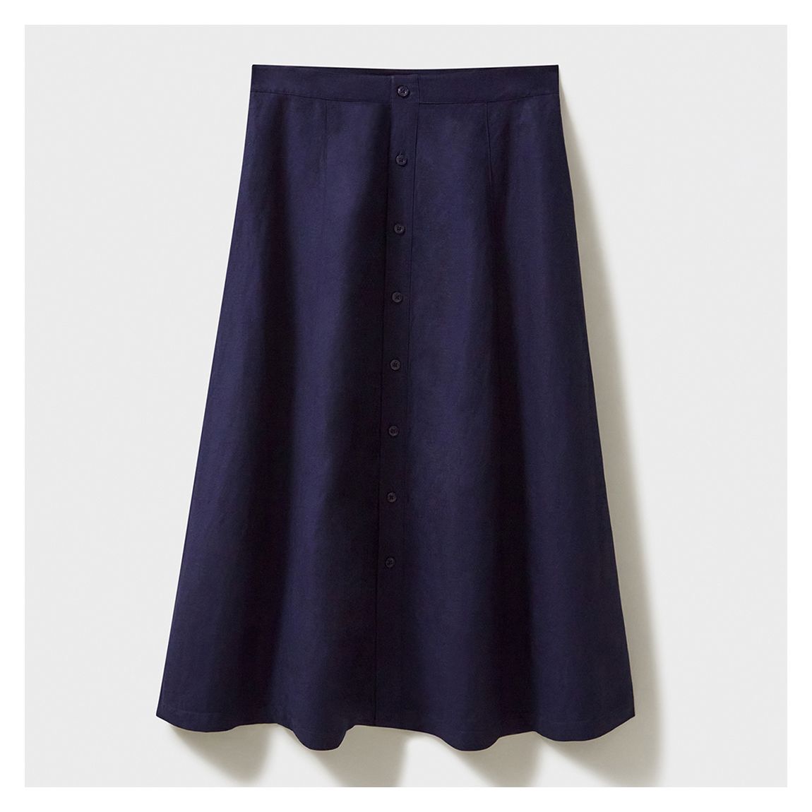 Navy Linen Blend Button Through Skirt main product photo