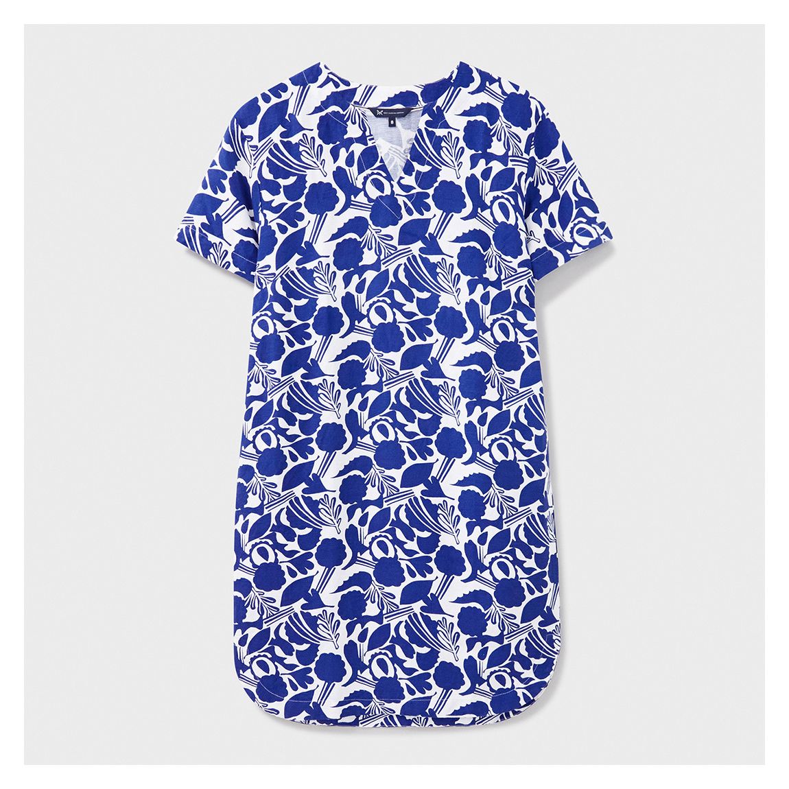 Royal Blue Printed Lea Linen Blend Shift Dress main product photo
