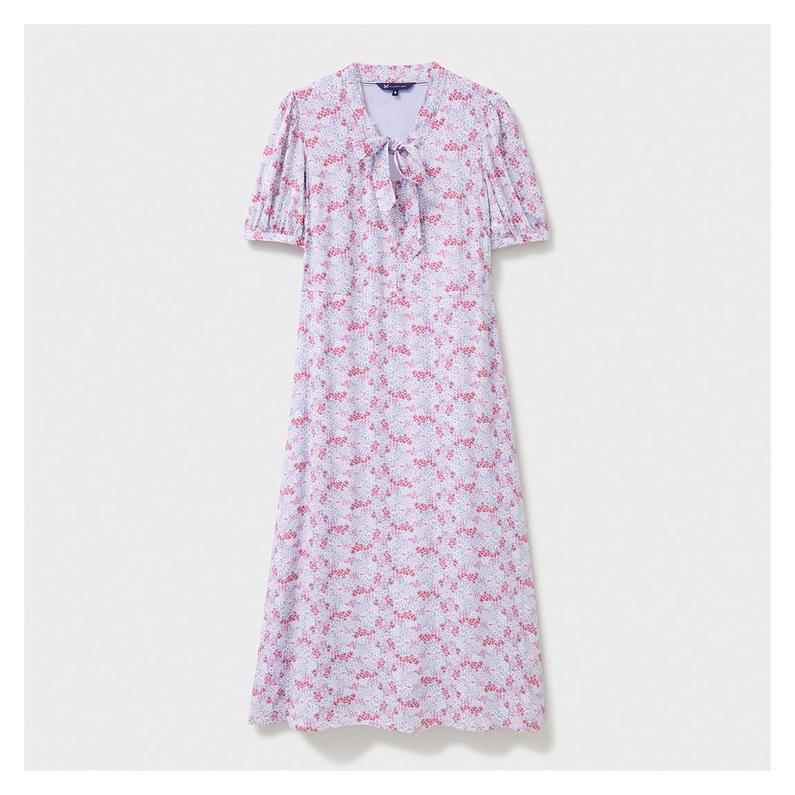 Lilac Printed Laurie Tie Neck Tea Dress main product photo