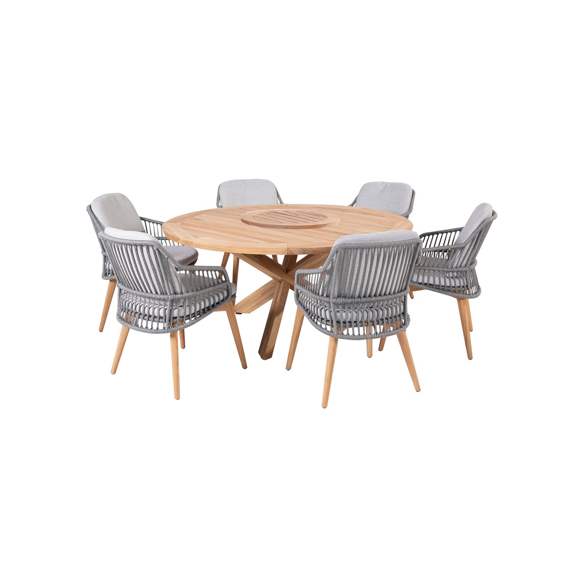 Ancora Dining - 6 dining chairs, 160cm Teak table and Lazy Susan main product photo