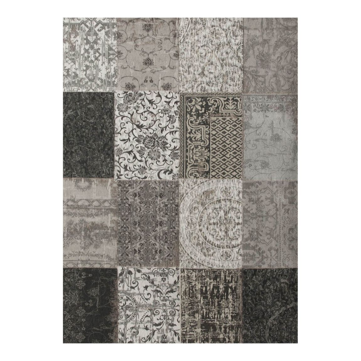 Black & White Vintage Patchwork 80 x 150 cm Rug main product photo