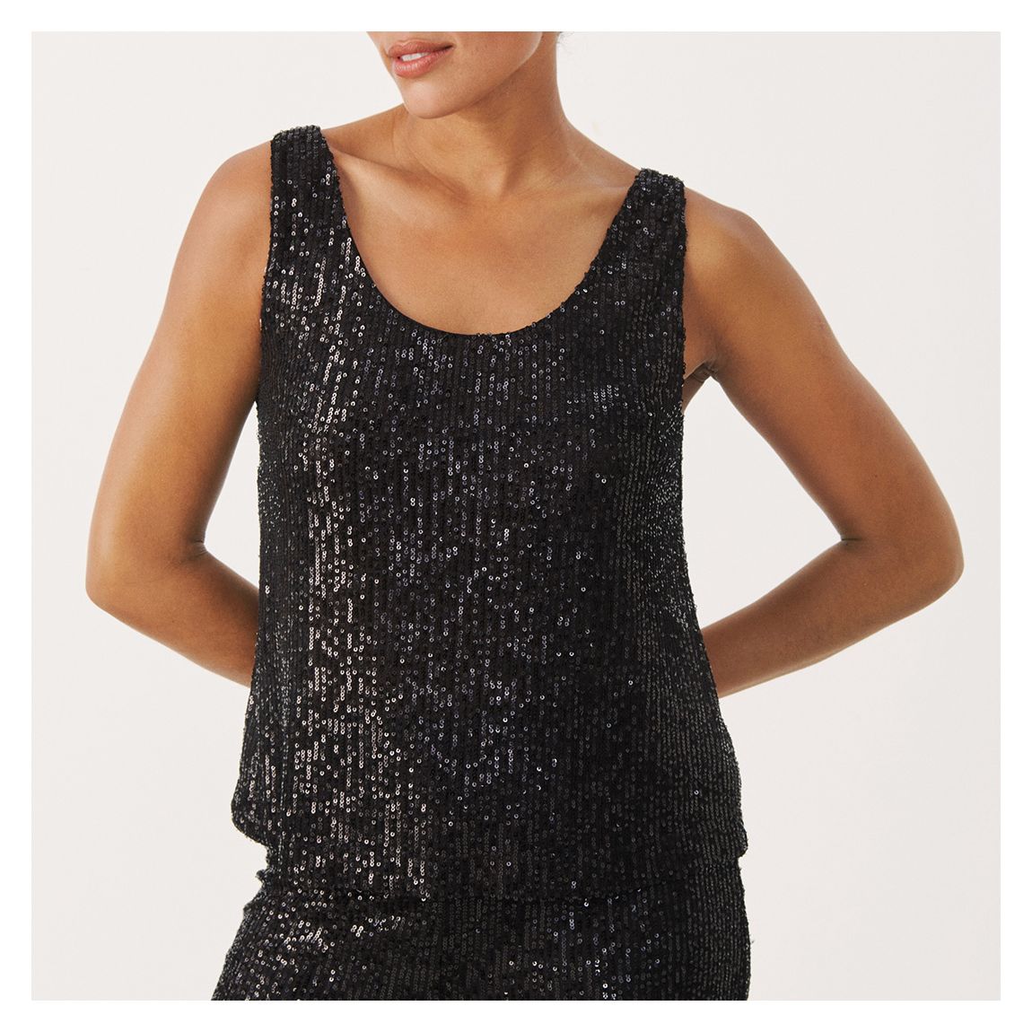 Black Tamana Sequin Tank Top main product photo