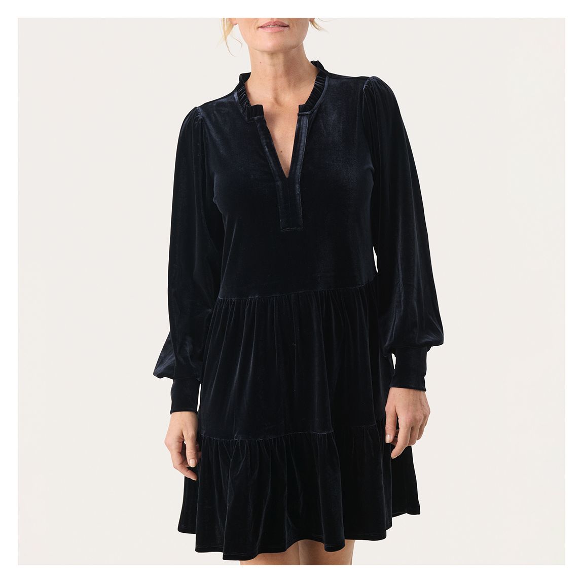 Dark Navy Viggase Velour Dress main product photo