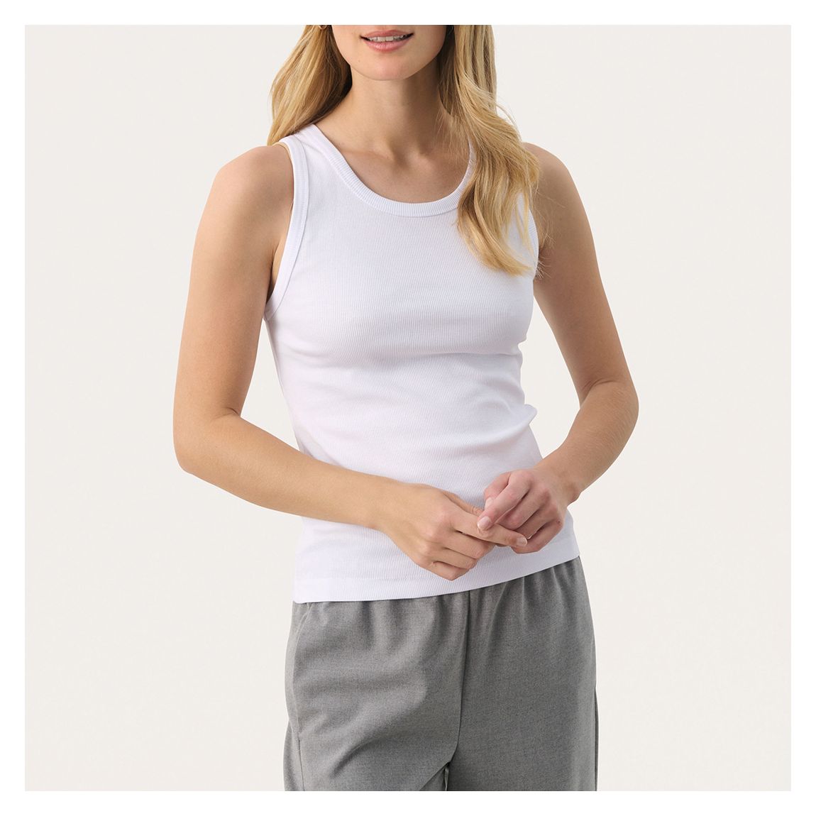 Bright White Grecias Cotton Tank Top main product photo