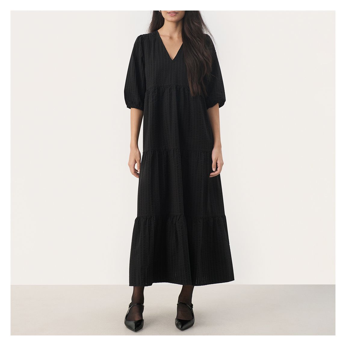 Black Pame Cotton Maxi Dress main product photo