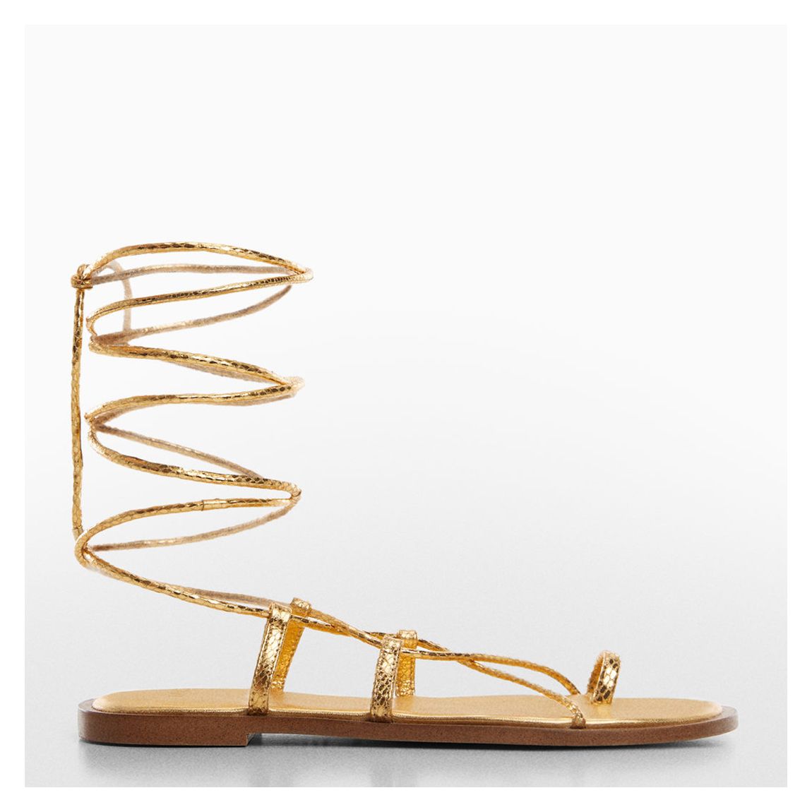 Gold Leather Strappy Flat Sandals main product photo