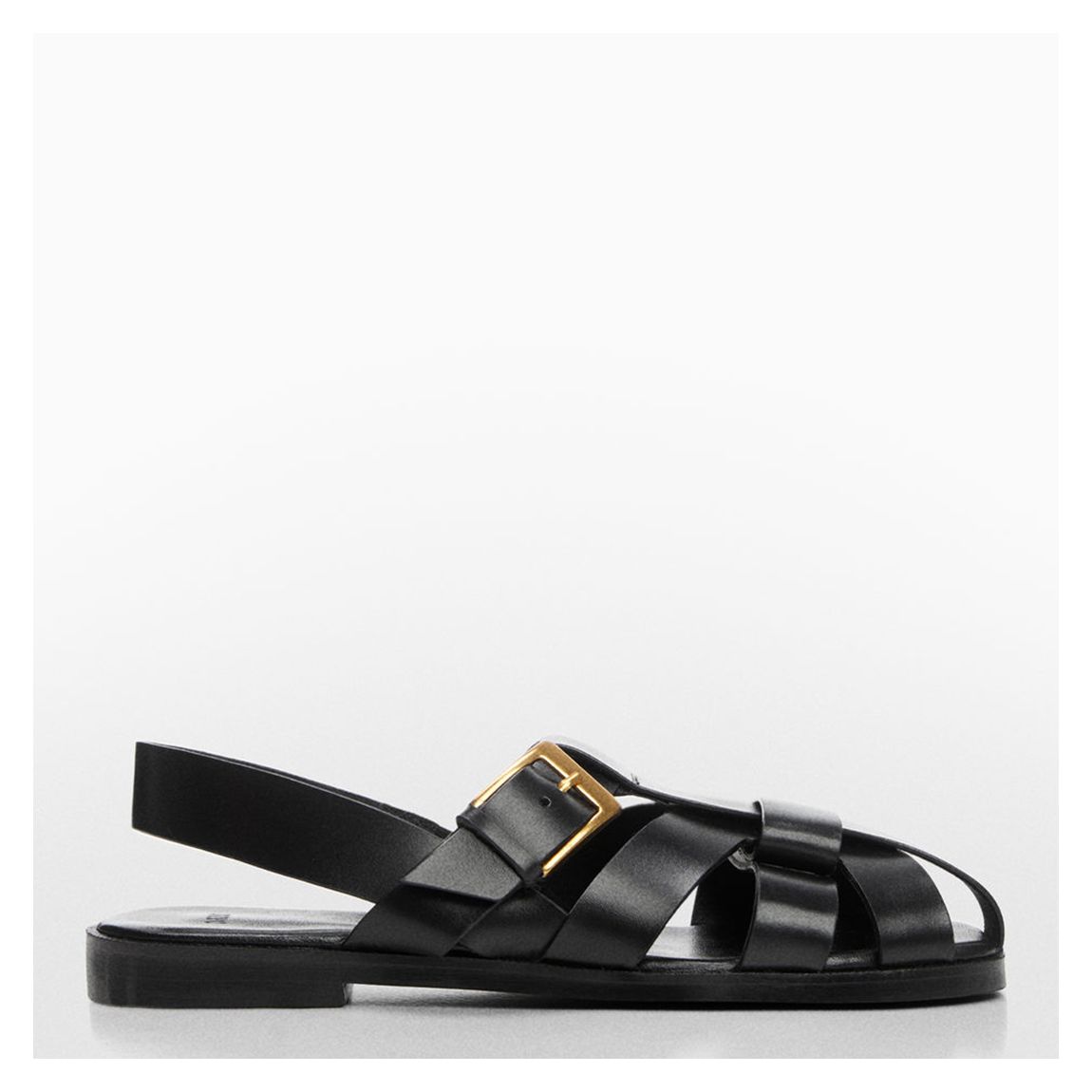 Black Loraine Leather Flat Sandals main product photo