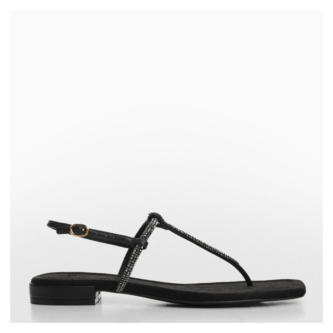 Black Belles Rhinestone Flat Sandals main product photo