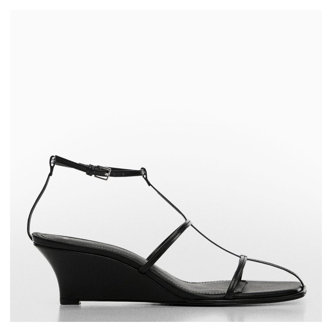 Black Celia Leather Wedge Sandals main product photo