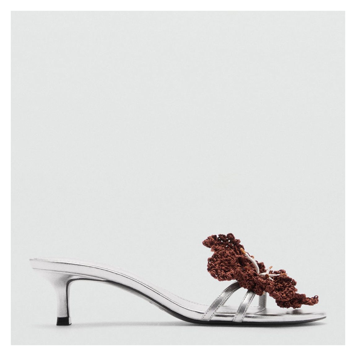 Silver Costa Floral Heeled Mules main product photo