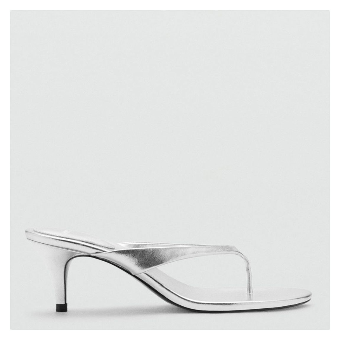 Silver Metallic Toe Post Heeled Sandals main product photo