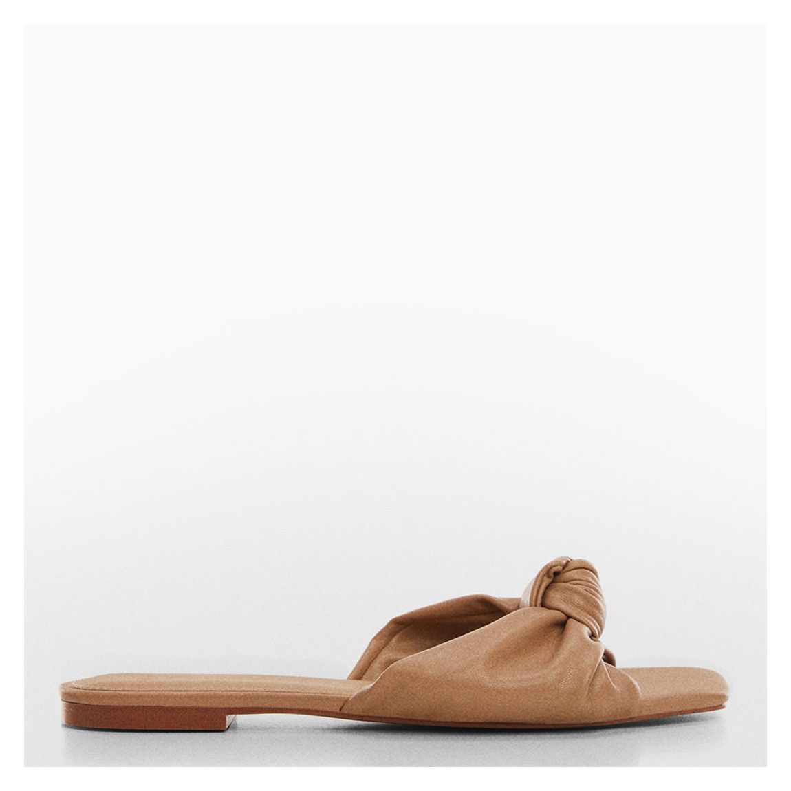 Beige Square Toe Knot Flat Sandals main product photo
