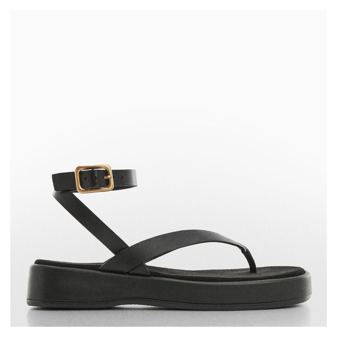 Black Platform Strappy Toe Post Sandal main product photo