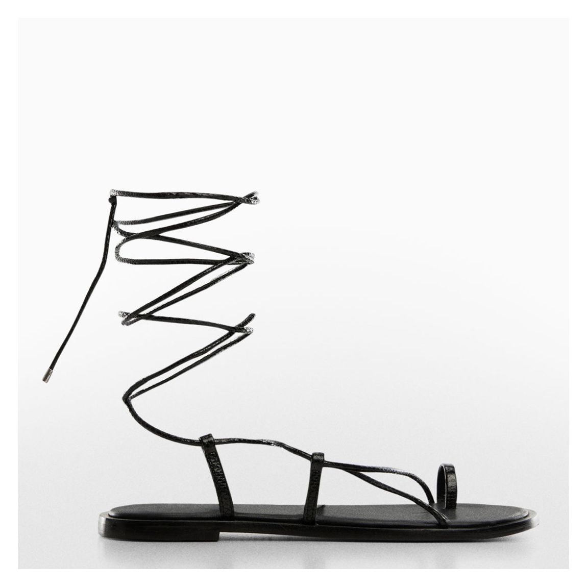Black Gozo Leather Strappy Flat Sandals main product photo