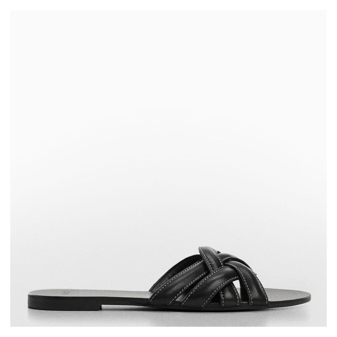 Black Leather Flat Sandals main product photo