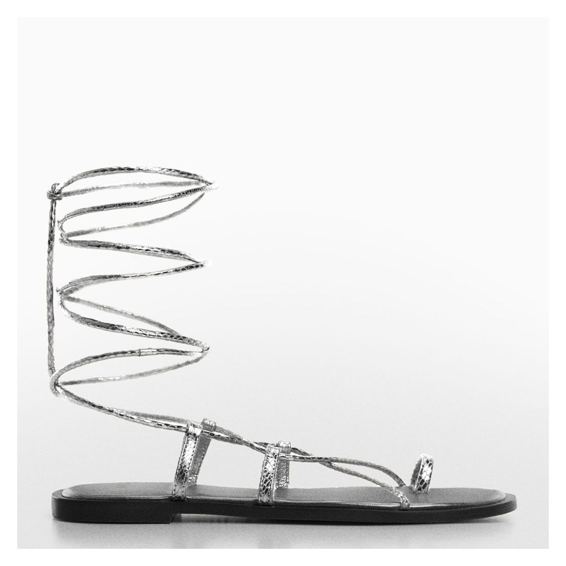 Silver Gozo Leather Strappy Flat Sandals main product photo
