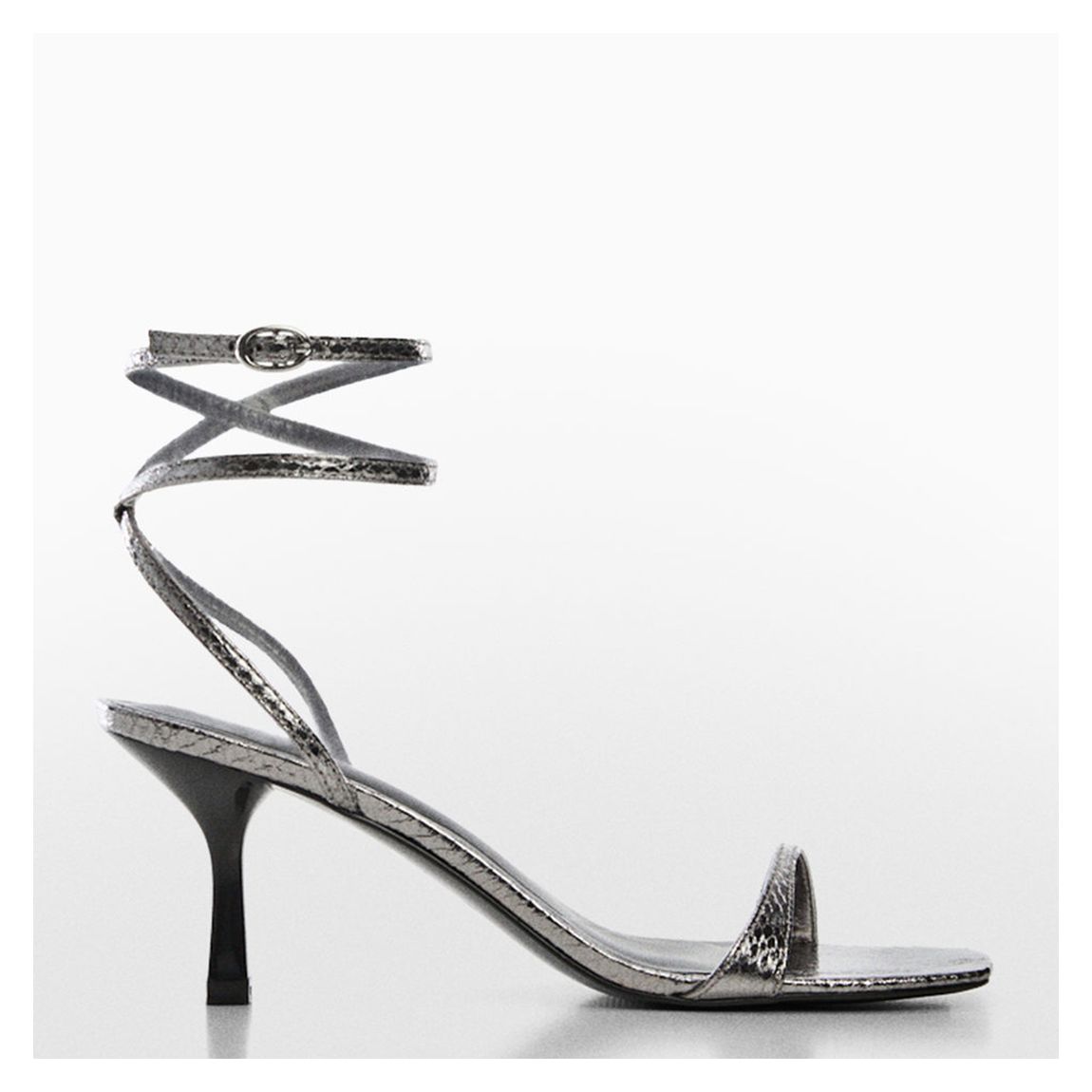 Silver Paula Snake Effect Heeled Sandals main product photo