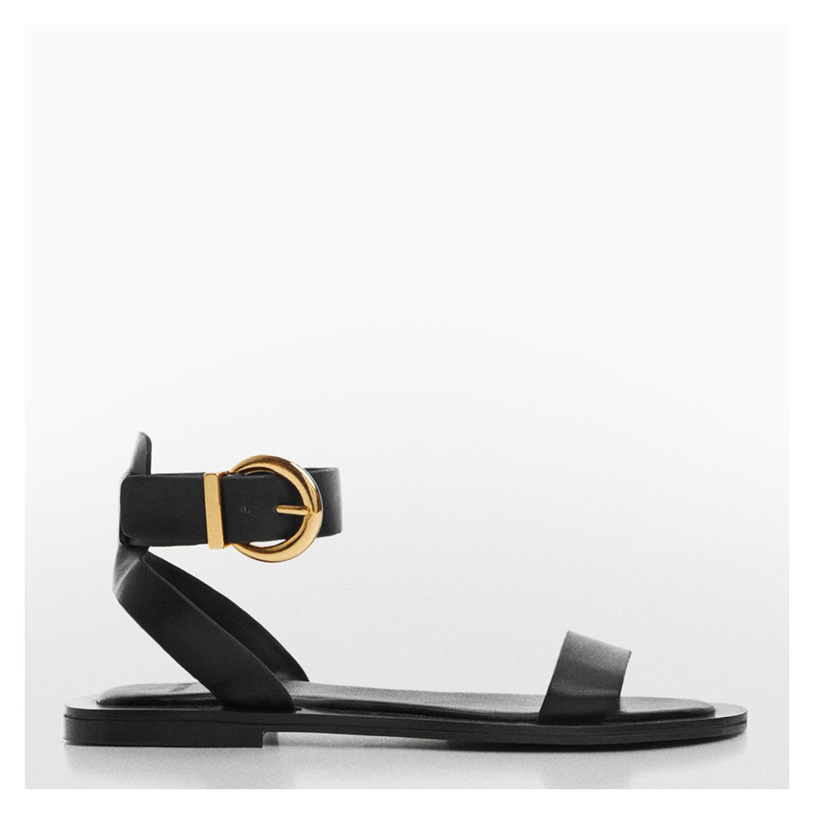 Black Claudia Buckle Strap Flat Sandals main product photo