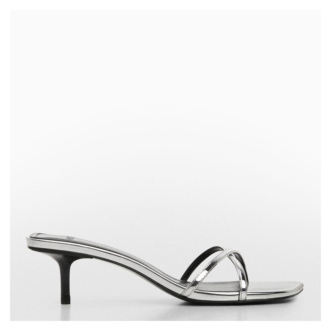 Silver Metallic Strappy Heeled Mules main product photo