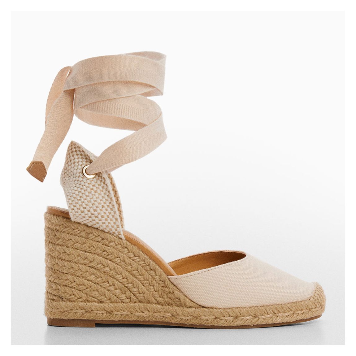 Cream Strappy Wedge Espadrilles main product photo