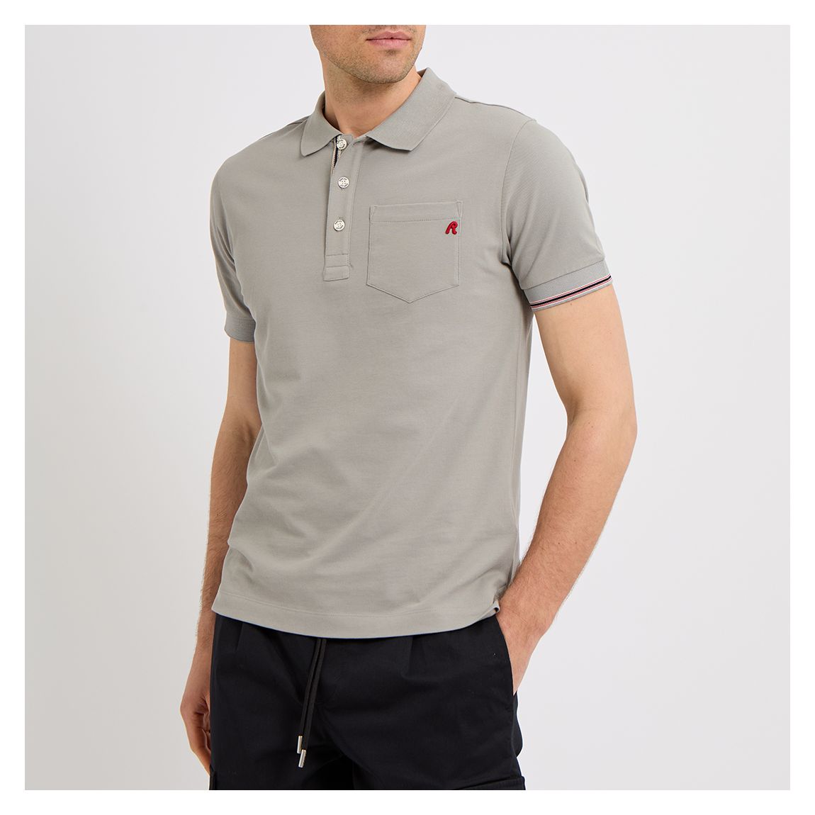 Grey Pique Cotton Polo Shirt main product photo