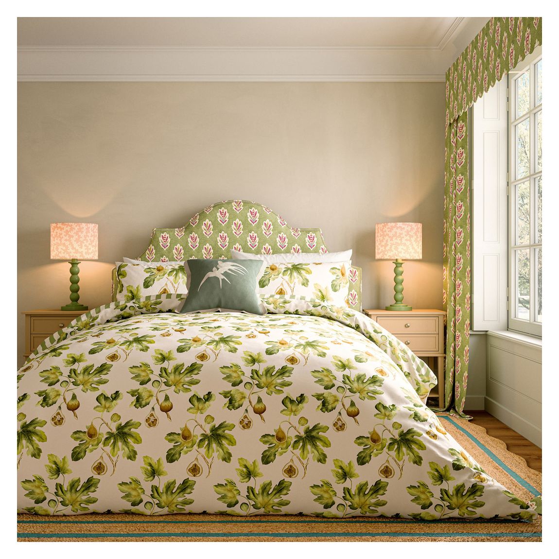 Fig Harvest, Single Duvet Cover Set, Green main product photo