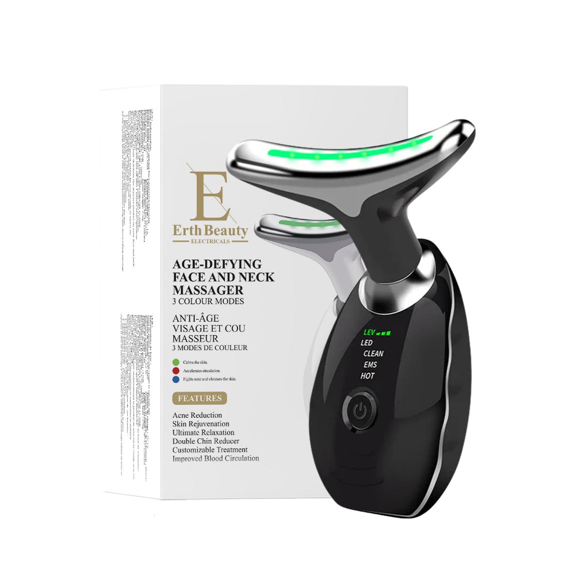 AGE -DEFYING FACE AND NECK MASSAGER - Black main product photo