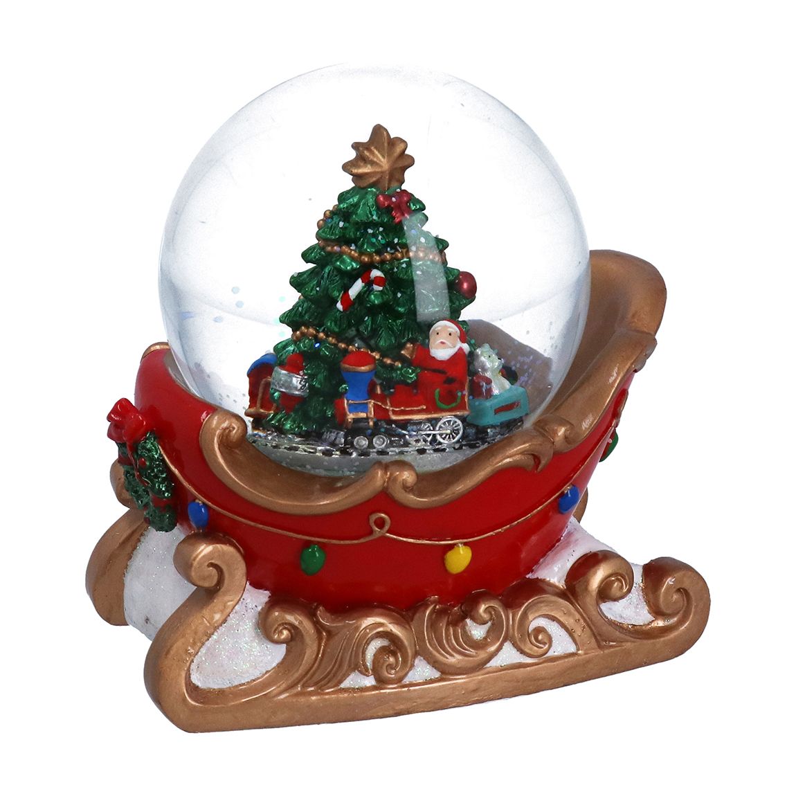 Christmas Tree with Sleigh Musical Snow Dome main product photo