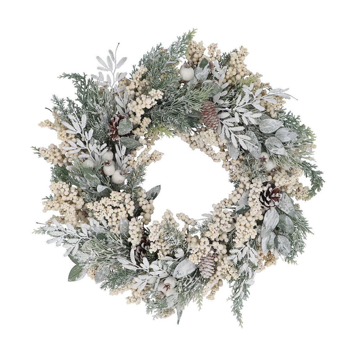Frosted Foliage & White Berry Wreath main product photo